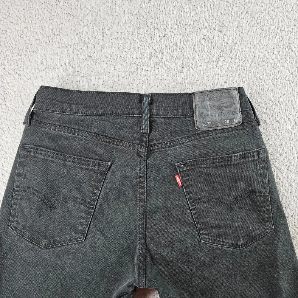 Levis Jeans Mens 29x32 Gray 513 Slim Straight Stretch‎ Denim Work Pants